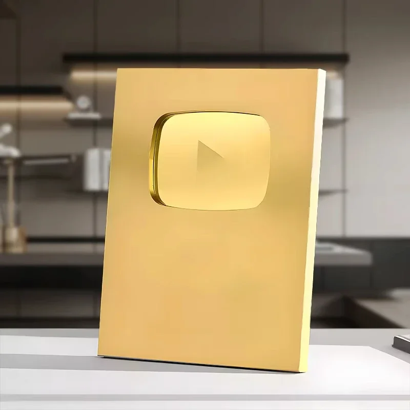 Universal Customizable YT Play Button/Play Button Creator Subscriber Award Milestone Plaque