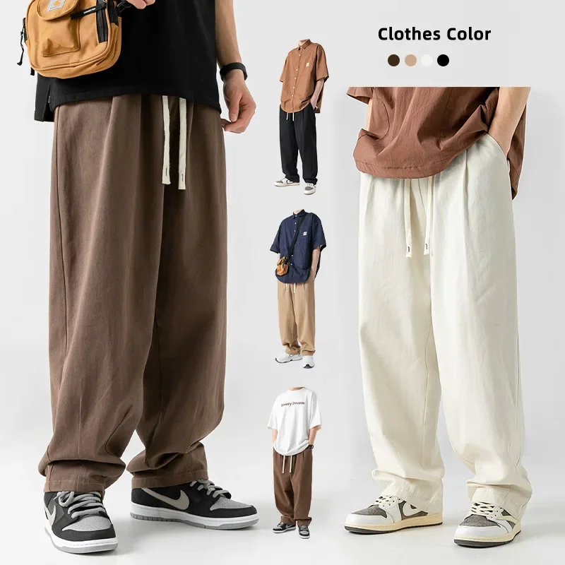 

Draped Sports Casual Pants Men's Japanese Style 100% Cotton Spring and Fall New Retro Streetwear Hundred Loose Pants Joggers Men