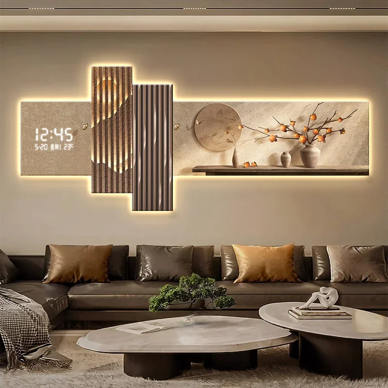 Temperature And Date Light Wall Clocks Design Nordic Luxury Digital Clocks Wall Living Room Large Bedroom Outdoor Home Decor