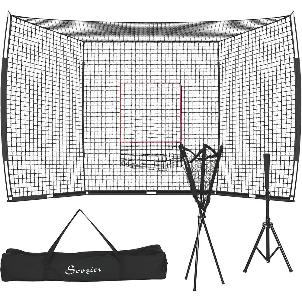 

17' x 5.5' Baseball Net with Strike Zone, Tee, Caddy, and Carry Bag or Pitching and Hitting, Portable Extra Large Sotball and Ba
