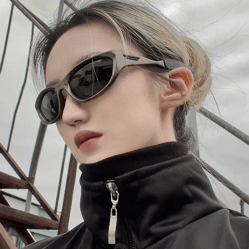 Y2K Sunglasses WomenNew Sports Steampunk Punk Goggle Sun Glasses Men Silver Mirror Shades Fashion UV400 Eyewear Cycling