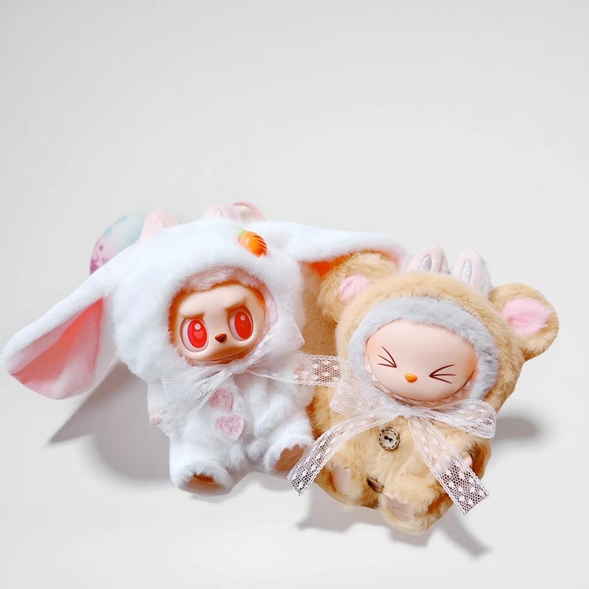 ชุดตุ๊กตาสำหรับตุ๊กตา Labubu ขนาด 17 ซม. ชุดกระต่ายขาว หมี ชุดจั๊มสูท โบว์ สำหรับตุ๊กตา Labubu V1 V1 V3 ชุดแต่งตัว ของขวัญสำหรับเด็ก