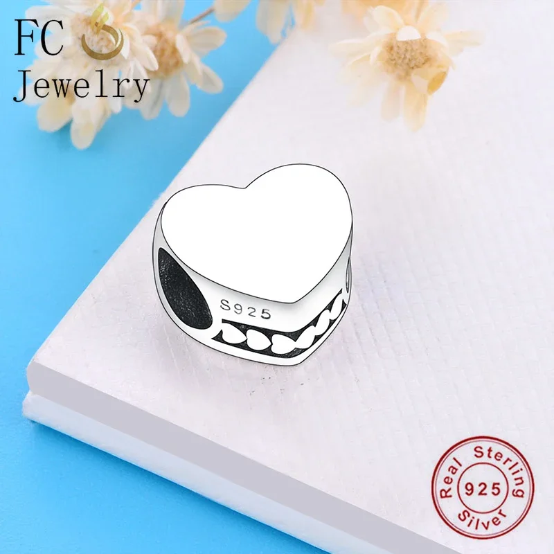 FC Jewelry Fit Original Pan Charms Bracelet Authentic 925 Silver Sample Silent Love Heart Bead For Making Women Berloque 2022