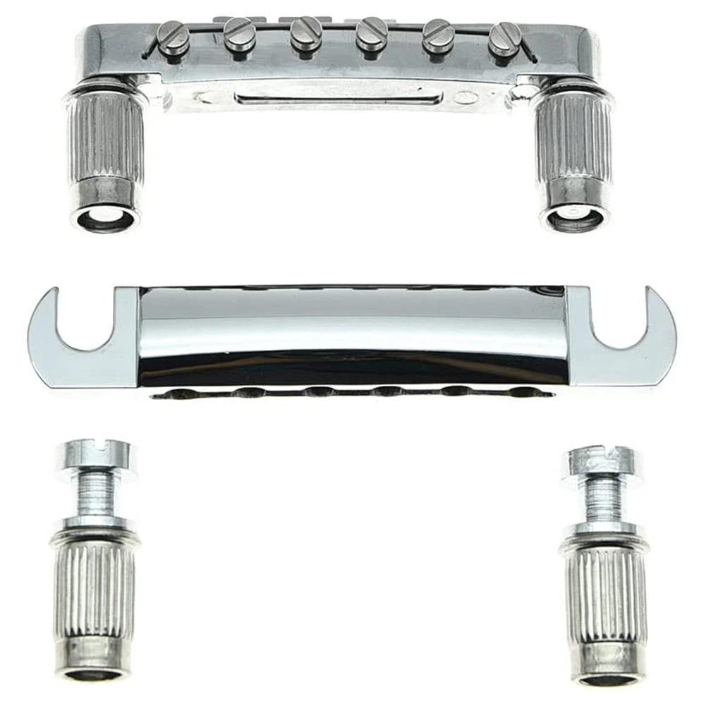 Tune-O-Matic Bridge and Tailpiece with Studs Set for ABR-1 Bridge Style Les Paul LP Electric Guitar Replacement,Silver