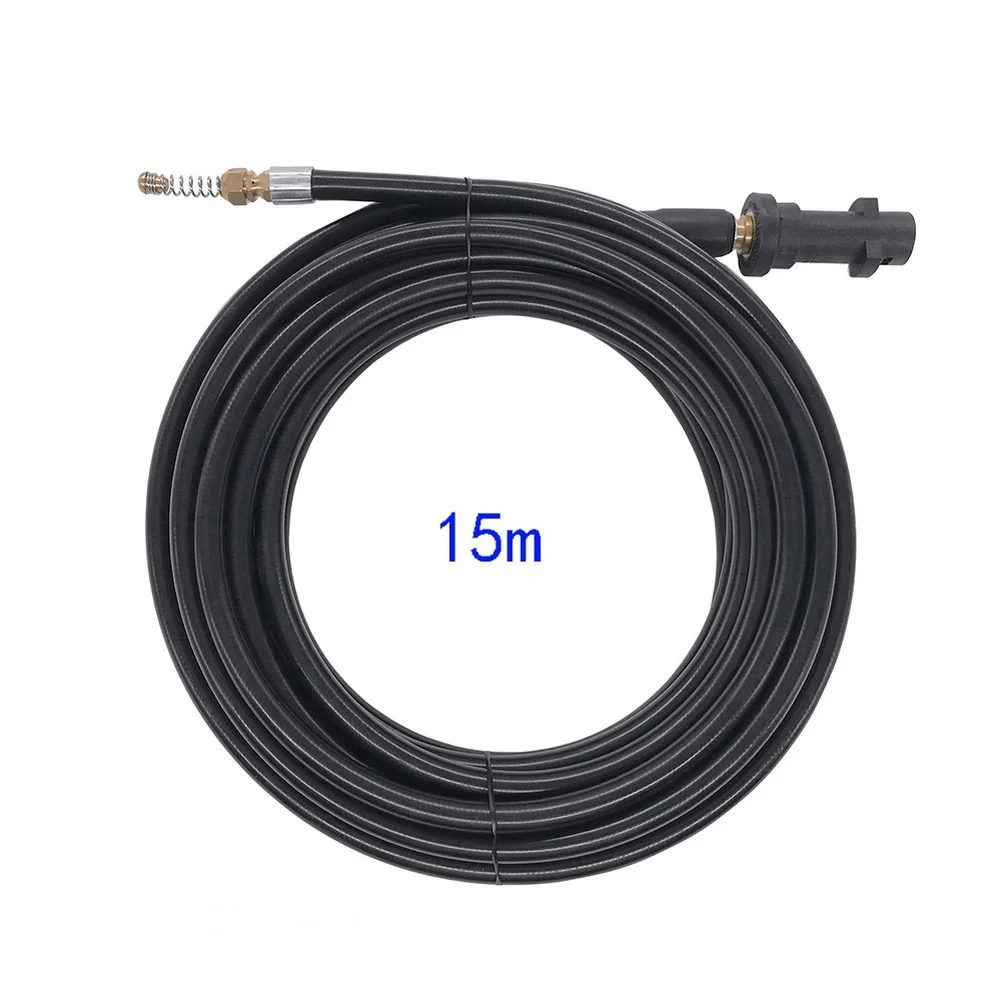 Pressure Washer Extension High Pressure Drain Hose For Clogged Drains Black Adapter Efficient Water Flow Easy Connection Setup