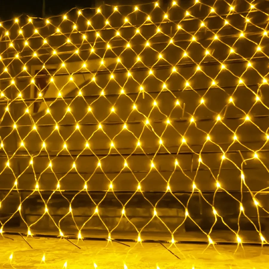 Solar or EU Plug Net Light Mesh Fairy Lights Waterproof Garland With 8 Modes Timer Christmas Decorations For Home 3M*2M Holiday