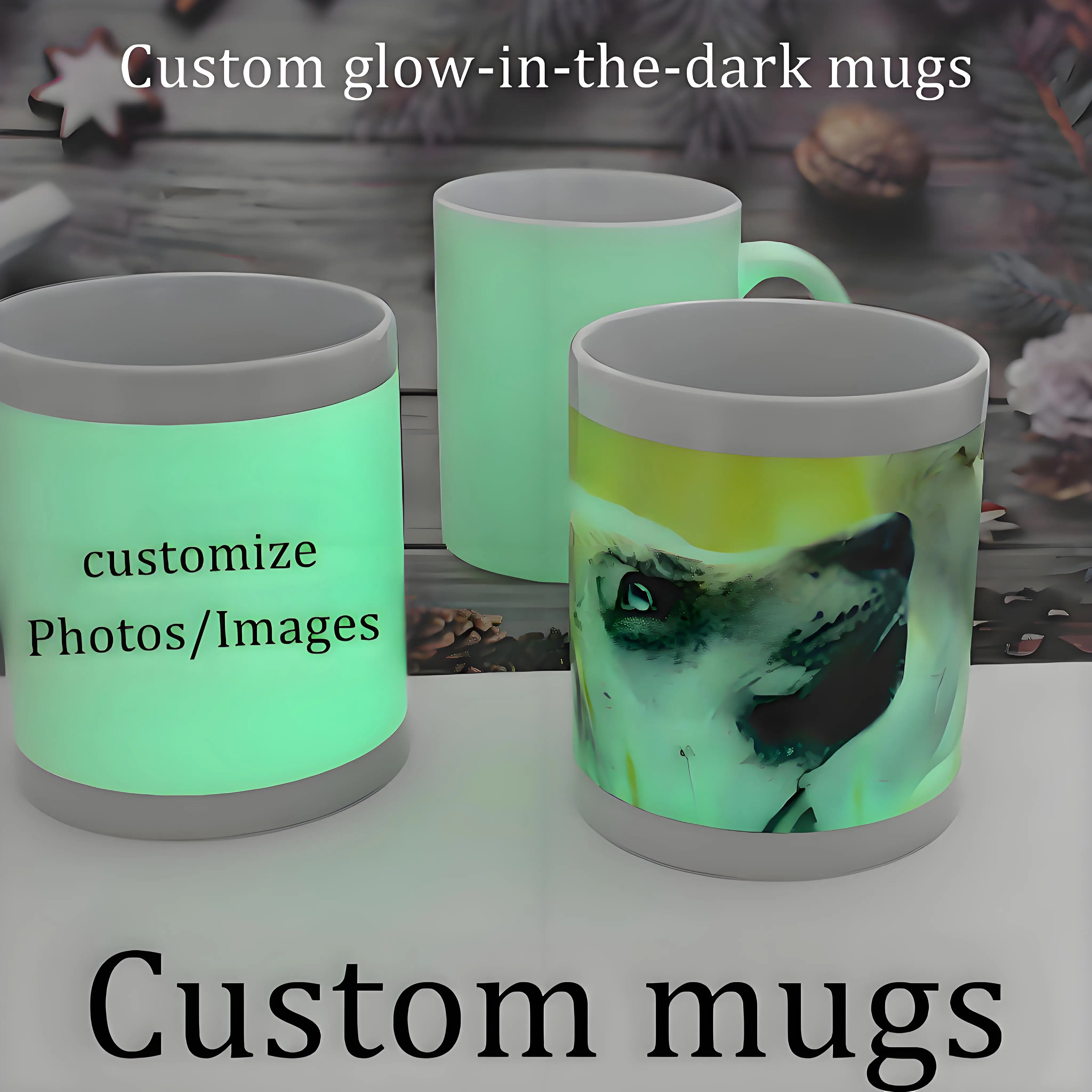 كوب قهوة مضيء مخصص مع تصميم صور شخصي، أدوات طعام للمطبخ قابلة لإعادة الاستخدام، هدية عيد الميلاد للأصدقاء والعائلة