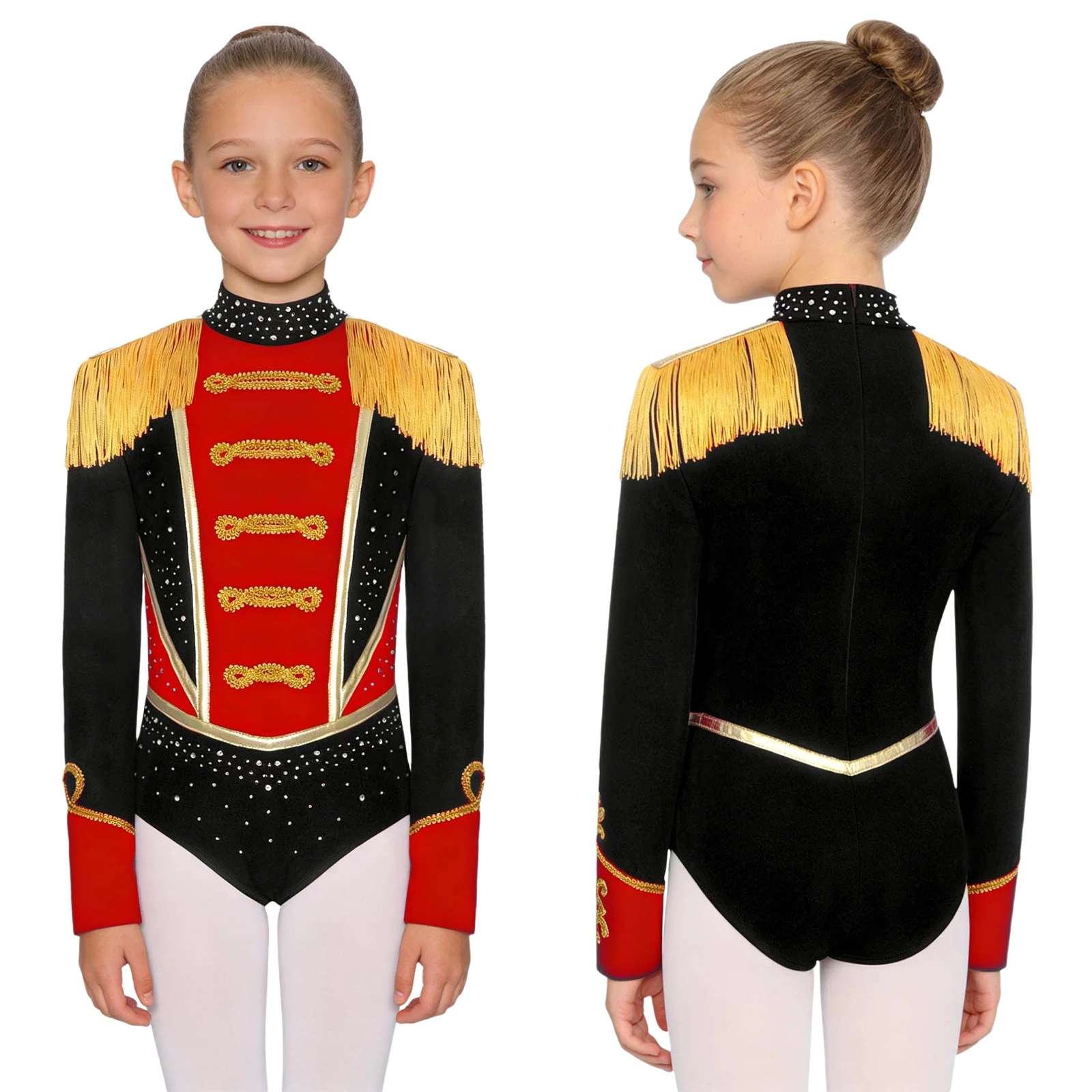 

Girls Circus Ringmaster Costume Showman Bodysuit Majorette Tassel Leotard Jumpsuit Halloween Carnival Lion Tamer Cosplay Costume