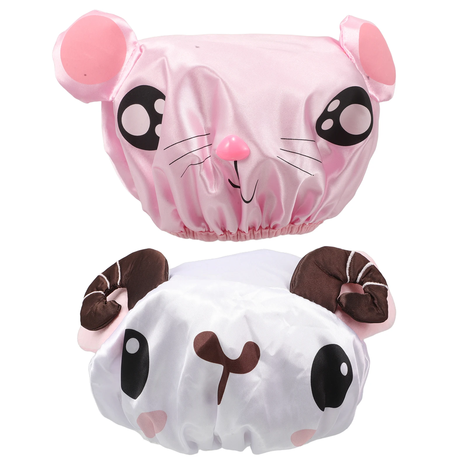 

2Pcs Waterproof Bath Hat for Babies Thickened Material Double Layer Design Cute Cartoon Shower Cap Toddler Bathing Accessories