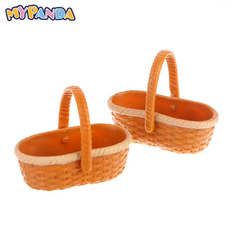 1pc Kawaii Mini Basket Simulation Food Basket Model Toys For Doll House Decoration Dollhouse Miniature Accessories