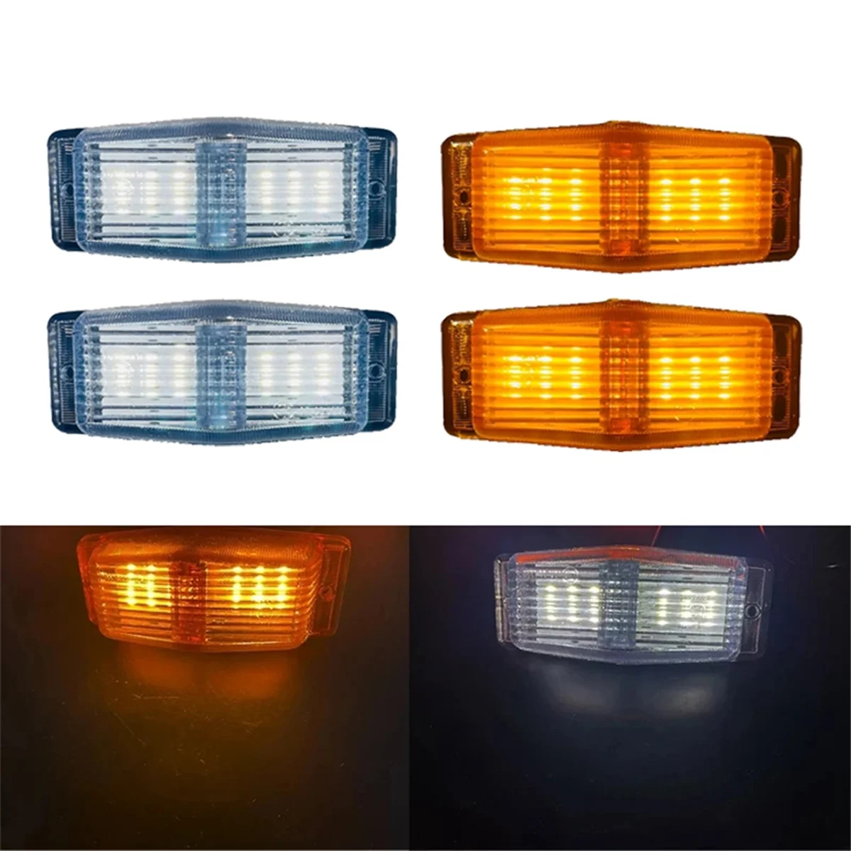 2Pcs LED Marker Lights Front Double Burner Indicator LampFor Scania Volvo Man Benz Truck Lorry Front Grill Light BJAS