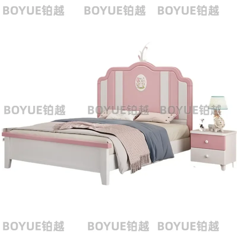 Kids Single Bed Frame Wooden Children Bedroom Furniture Twin Size Platform Sleeping Cot for Boys Girls Junior Room Decor