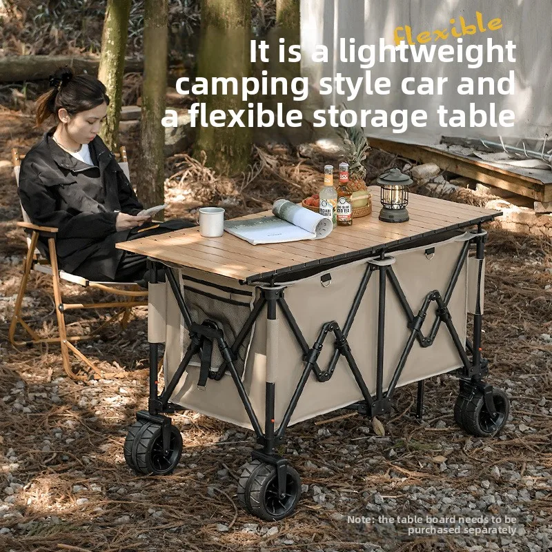 

Outdoor Camp Car Camping Hand Push Picnic Trolley Stall Portable Trolley