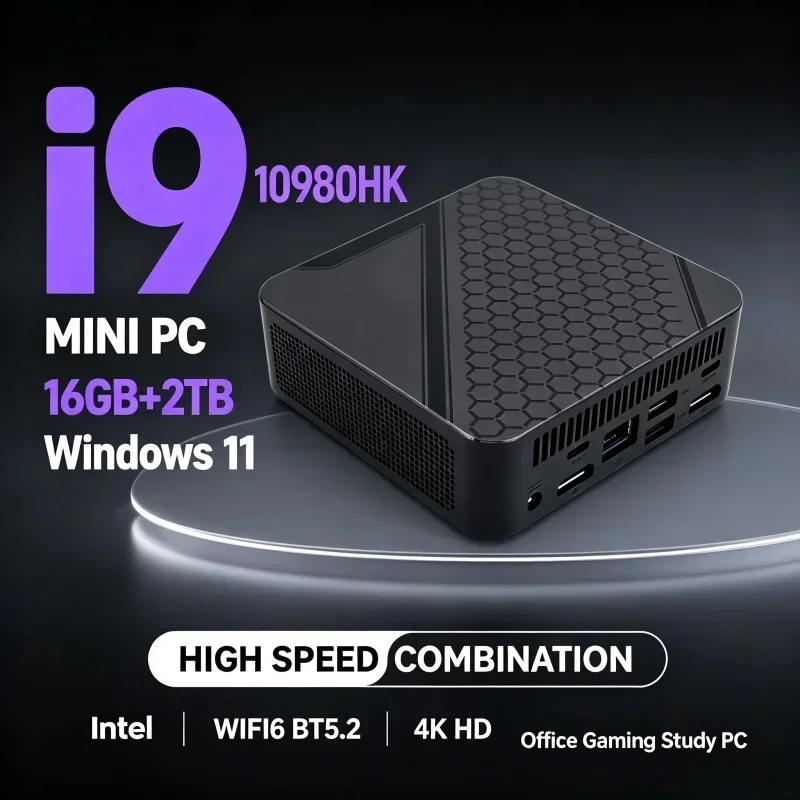 Mini PC Intel Core I9‑10980HK Powerful Processor Gaming Desktop Computer 16GB RAM 1TB or 2TB SSD WiFi‑6 Home Office Work PC