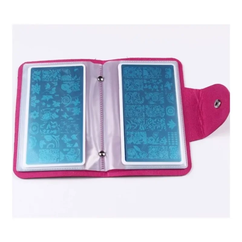 

1Pcs Large Rectangular Nail Art Stamping Plate Holder 12X6cm 20Slot Empty Template Storage Organizer PU Leather Nail Plate Case
