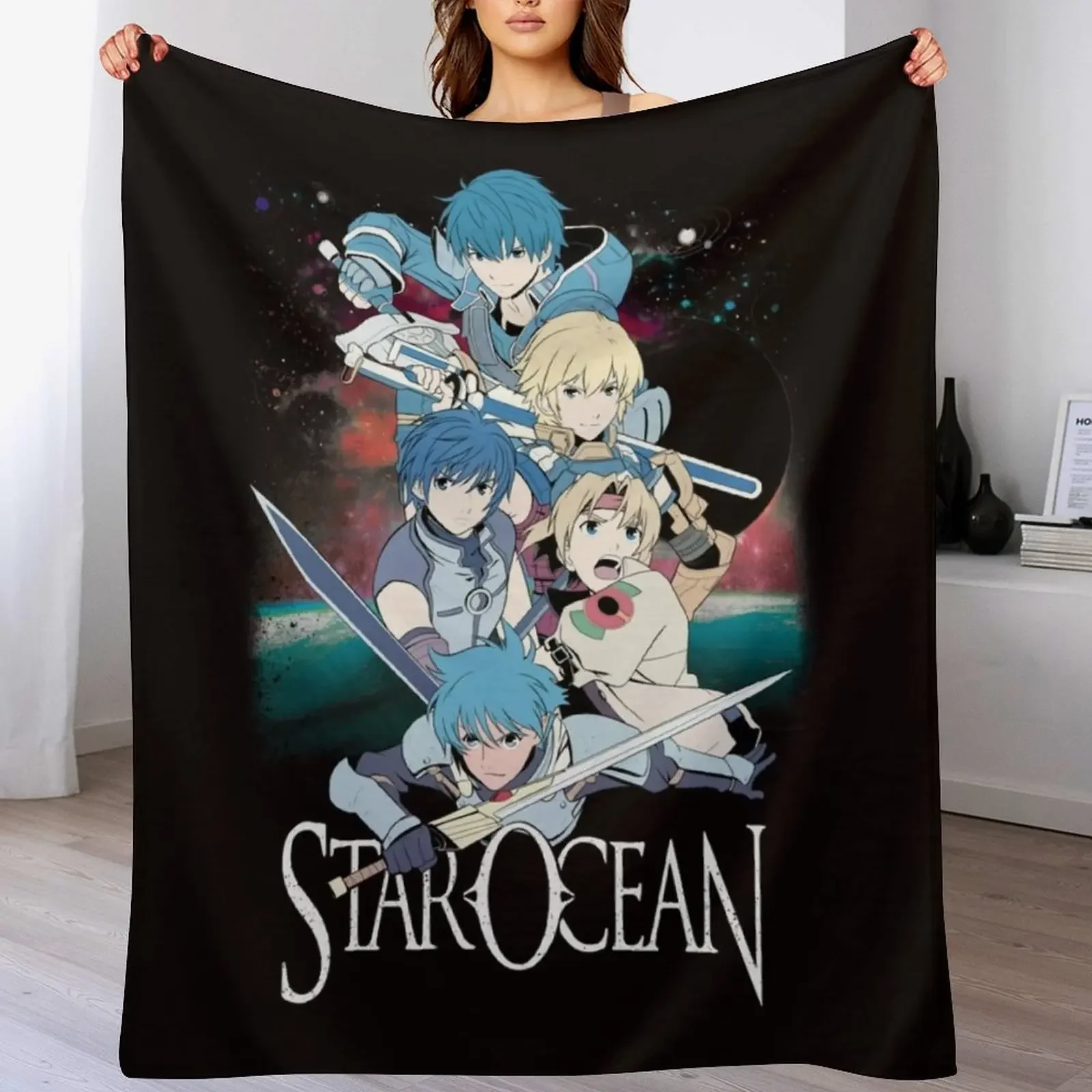 

Star Ocean JRPG Game Throw Blanket Portable Lightweight Blanket for Travel Camping