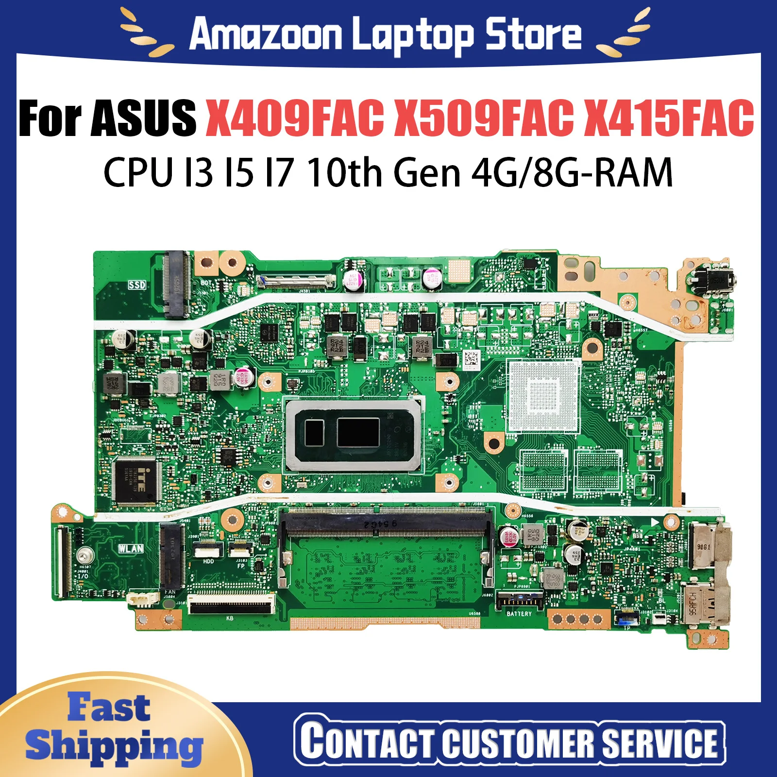 X409FAC Mainboard For ASUS VivoBook X509FAC X415FAC X515FAC X509FA Laptop Motherboard With CPU I3 I5 I7-10th Gen 4G/8G-RAM