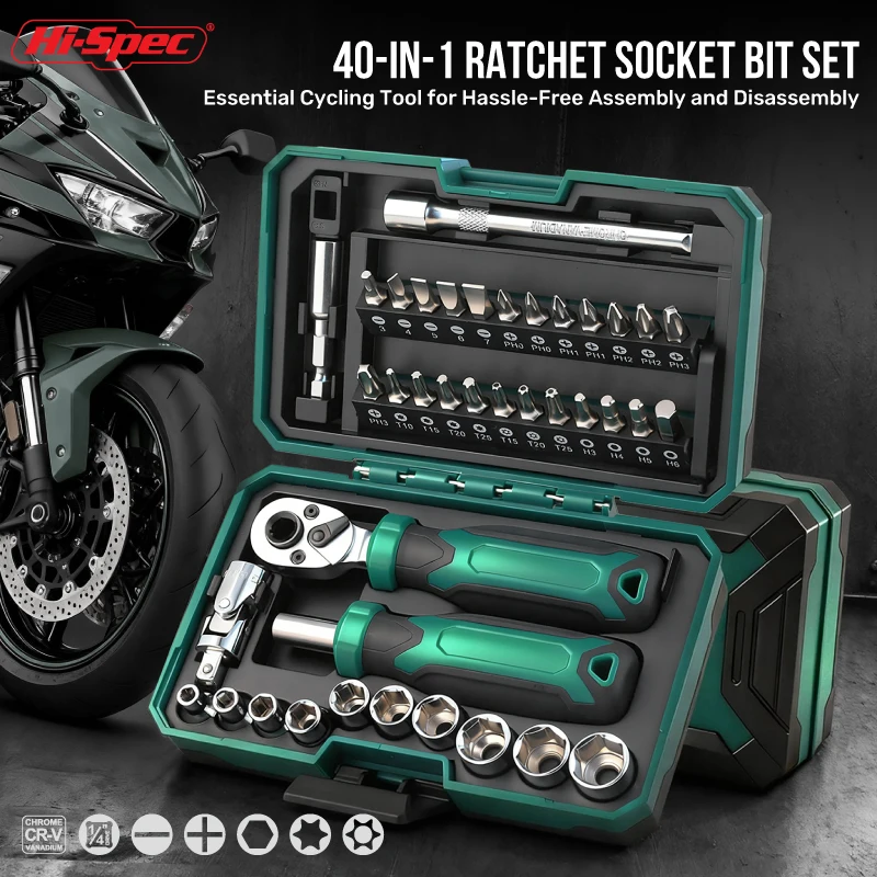 

Набор бит Hi-Spec 40-в-1 с быстросъемным креплением 1/4 дюйма, из стали Cr-V, с отвертками Phillips/шлицевыми для ремонта и ручных инструментов