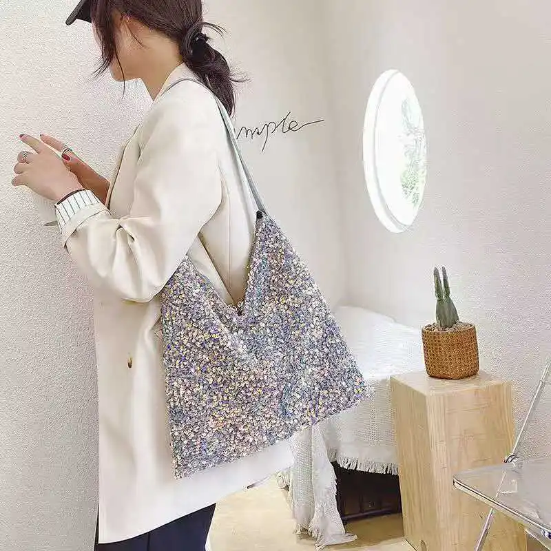 Bolso de Hombro de Lentejuelas a la Moda 2026, de Gran Capacidad, Elegante y Versátil, un Bolso Casual Único para el Tiempo Libre