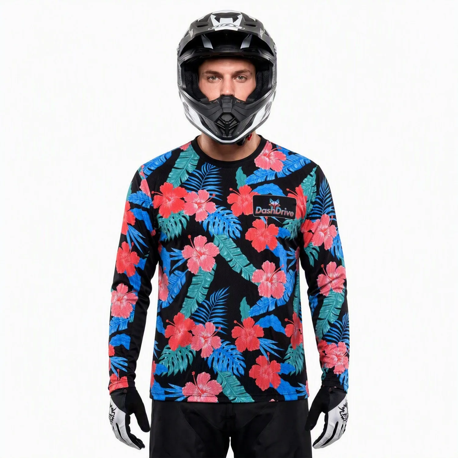 Hot Selling Men's Motocross Jersey Breathable Mesh Splicing Long Hole Vent Long Sleeve Loose Fit DH MTB Mountain Bike Racing Top