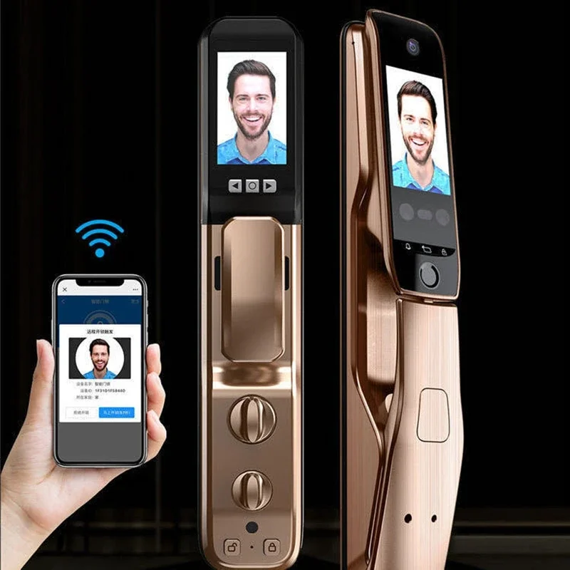 Imagem -06 - Fingerprint Smart Door Lock Reconhecimento Facial 3d Tuya Wi-fi App Controle Remoto Bloqueio Digital Keyless Touch Screen