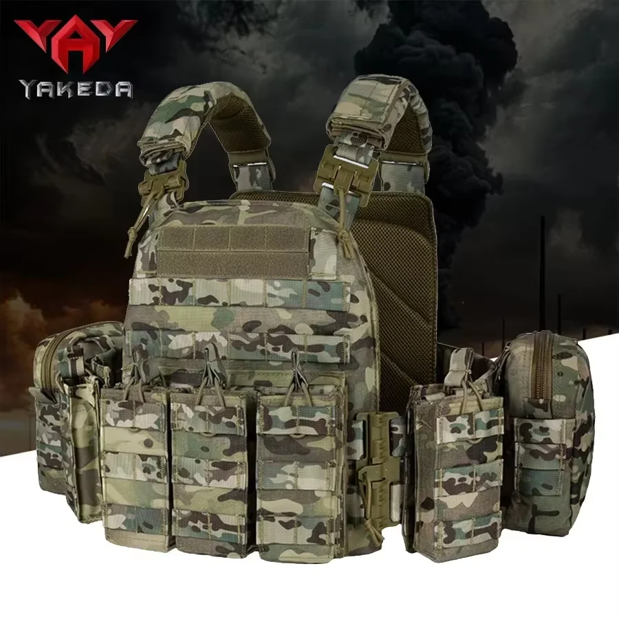 

YAKEDA Tactical Vest 6094 Fast detachable light laser cut outdoor hunting black gear carry vest of high quality