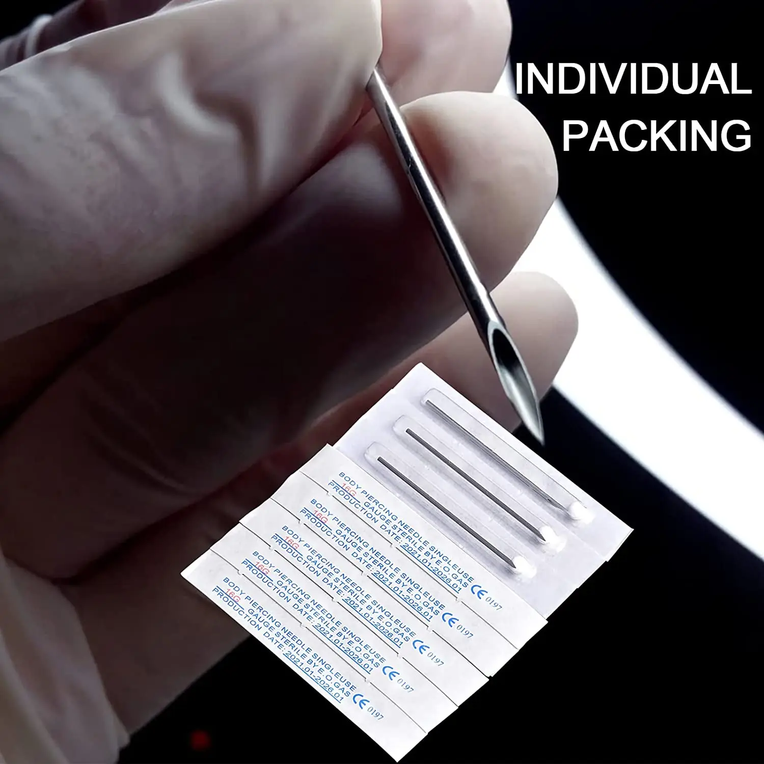  100/50pcs Body Piercing Needles Surgical Steel 12/14/16/18/20G Sterile Disposable Sterilized Piercing Needle Tattoo Ear Nose