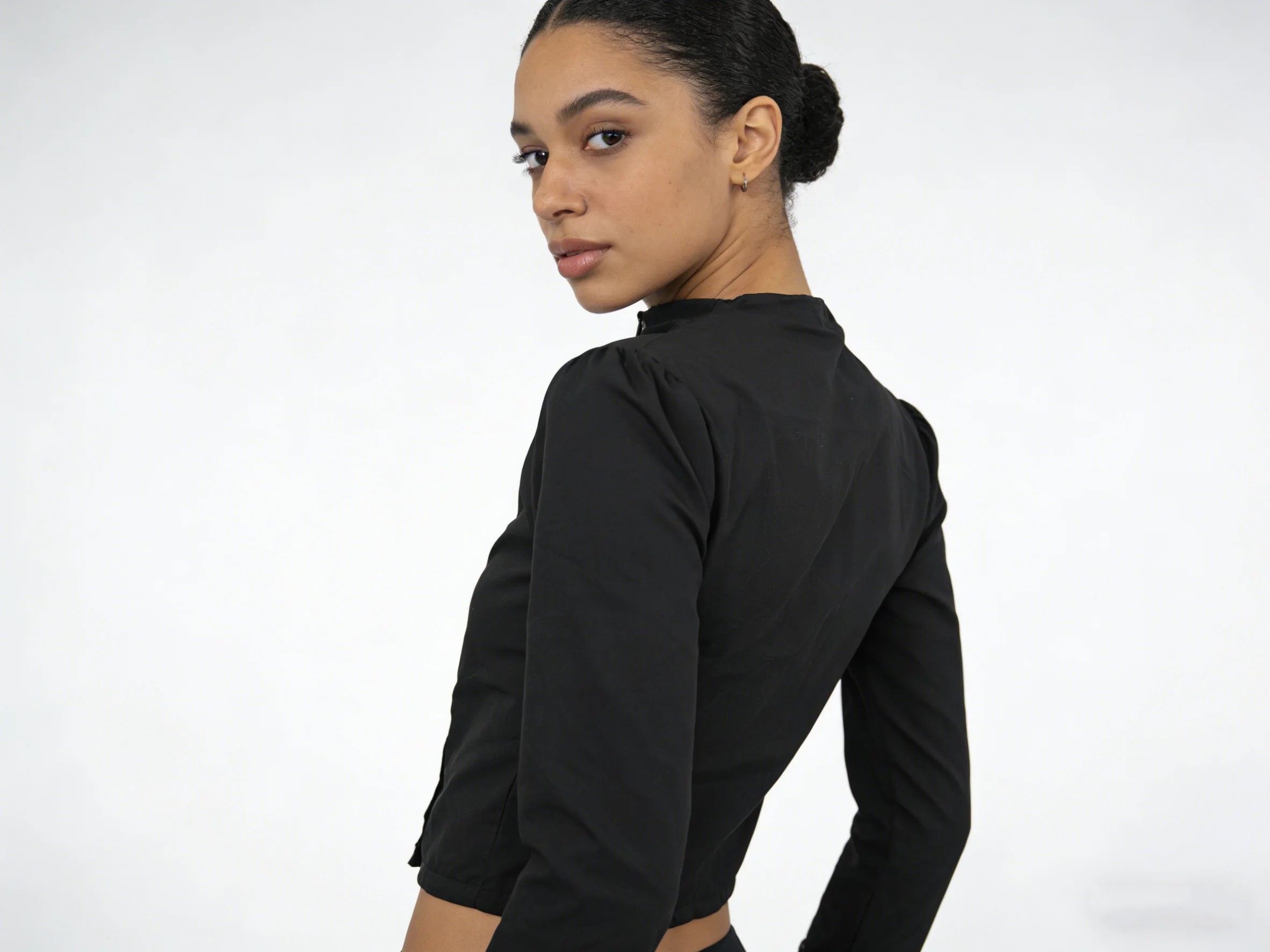 Vintage double-breasted stand collar design waist slimming casual personality button decorative long sleeve