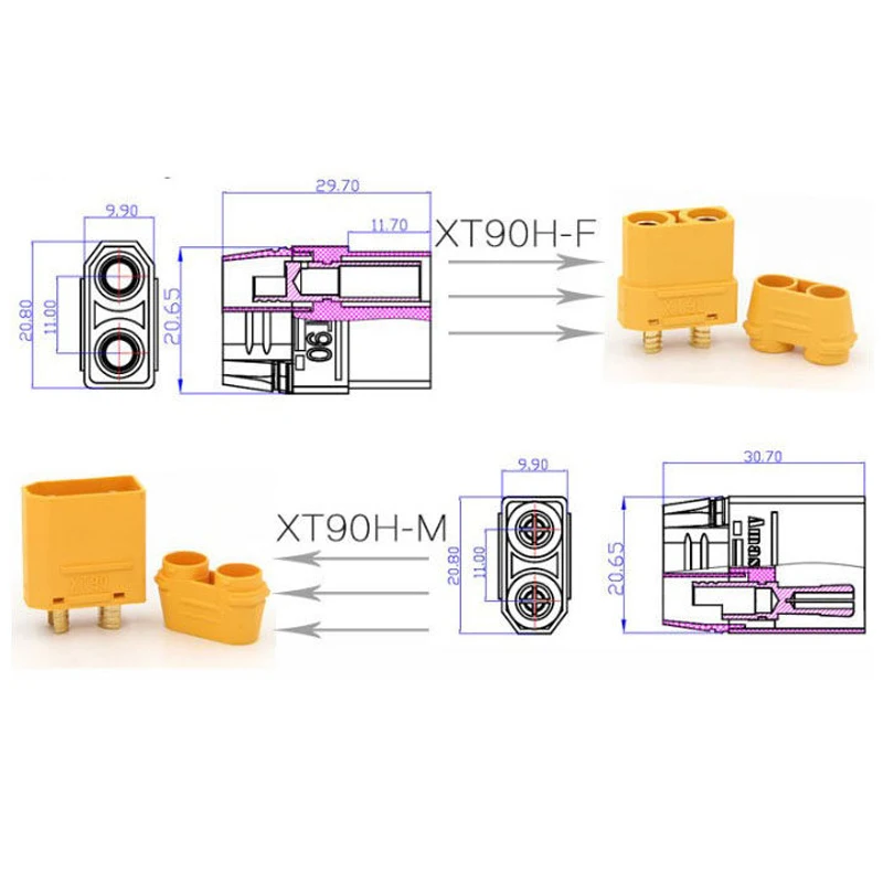 XT90 Male Female to XT60 Llithium Battery Balanced Charging Extension Cable Model Airplane XT90 to XT90 Battery Conversion Line