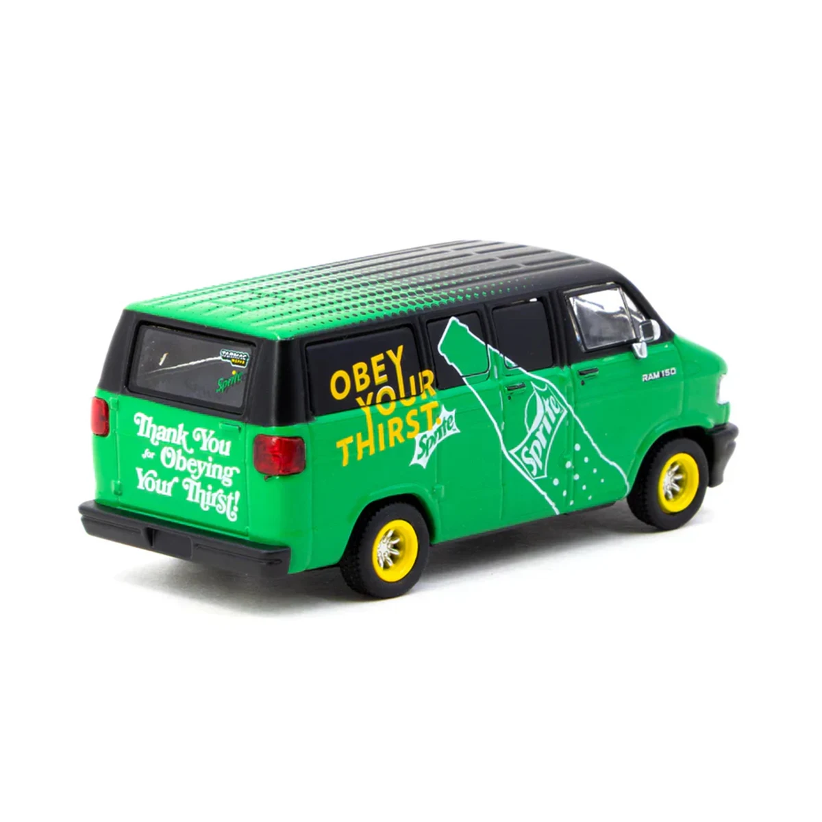 Rückansicht des Tarmac Works 1:64 Dodge Ram 1500 Lieferwagens, Modell T64G-TL032-SP