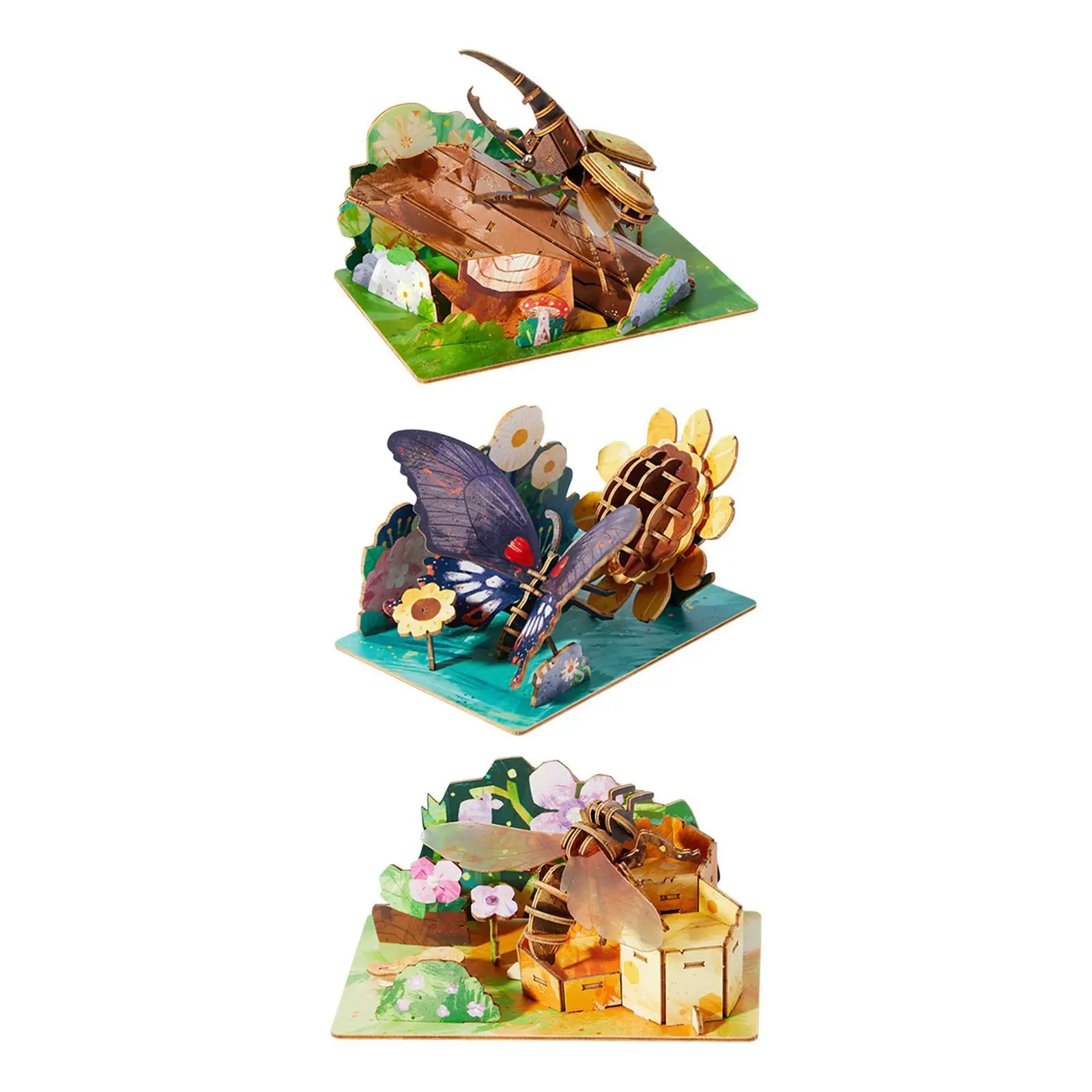 3D Wooden Puzzle Wooden Models Animal Diary Gifts Fine Motor Skills DIY Wood Building Postcard Kits Educational for Adults