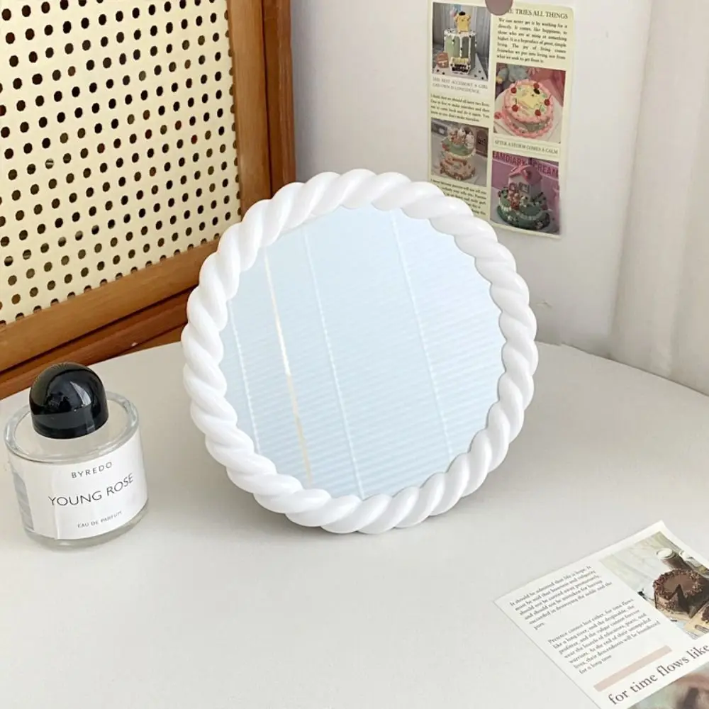 Creative Cartoon Makeup Mirror Square Round Dressing Table Mirror High Appearance Wall Hanging Folding Princess Mirror Bedroom