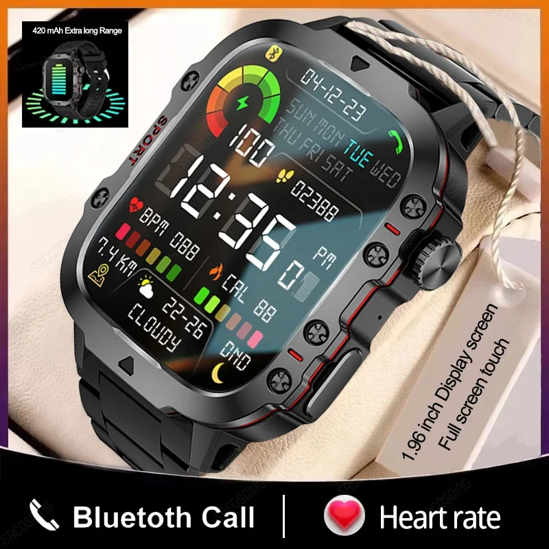 

2024 New Smart Watch 1.96" Screen 420 MAh Bluetooth Call Voice Assistant Watch Sports Fitness 3TAM Waterproof Smartwatch For Men