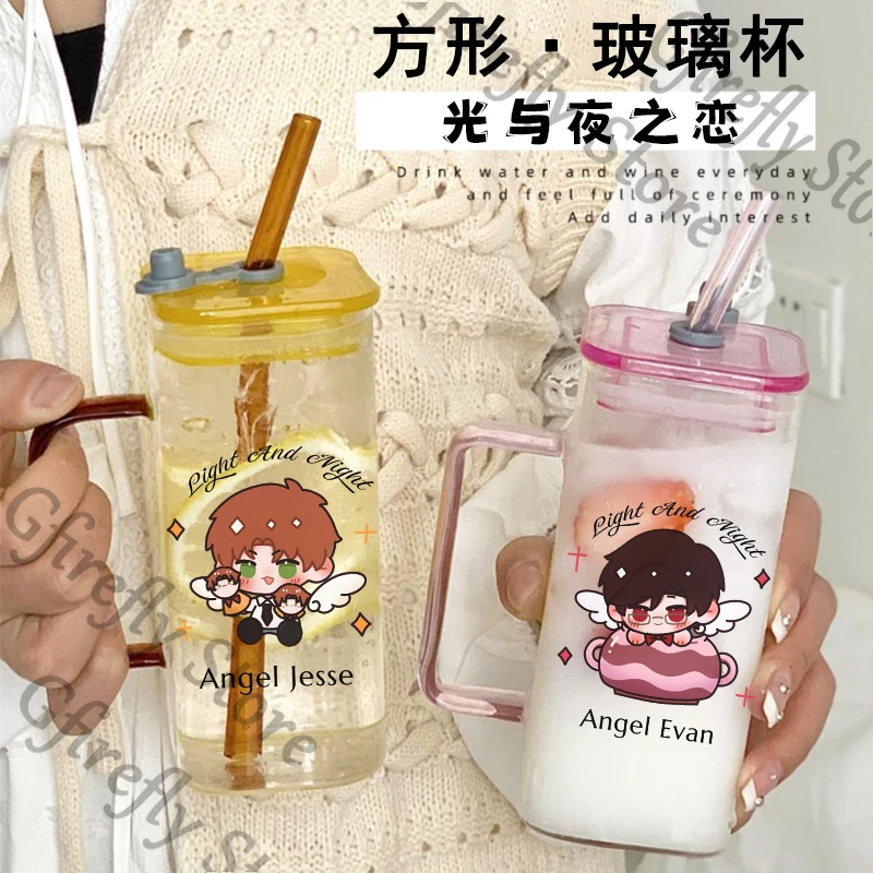 

Light and Night Sariel Charlie Jesse Anime Square Glass Drinking Straw Cup Osborn Evan Coffee Water Bottle Cosplay Xmas Gifts