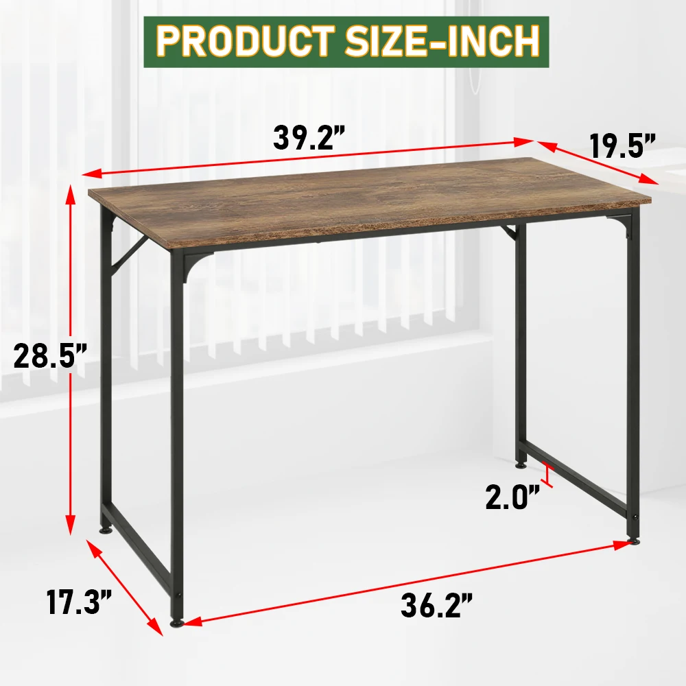 39 Inch Computer Desk Versatile for Home Office,Study & Gaming,Modern Minimalist Design with Sturdy Metal Frame,Easy to Assemble