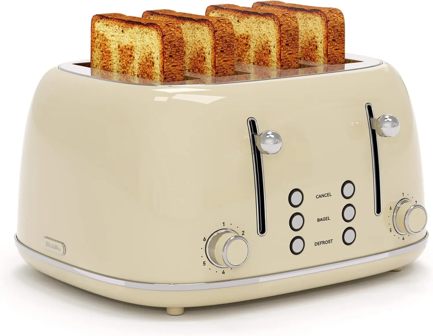 

4 Slice Retro Toaster, 6 Shade Settings, Wide Slots, Dual Controls, Crumb Tray