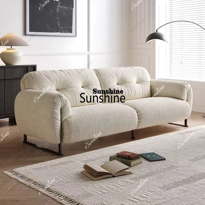 

TDFrench cream style fabric sofa living room small apartment straight row chenille sofa