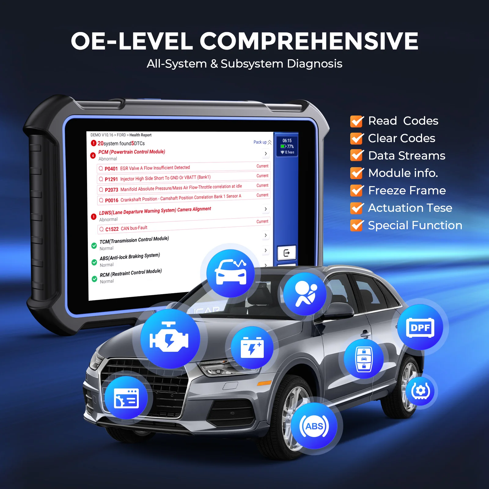 MUCAR VO8 Professional Car Diagnostic Tool 34 Maintenance Bidirectional Test ECU Coding Full System Advanced Auto OBD2 Scanner