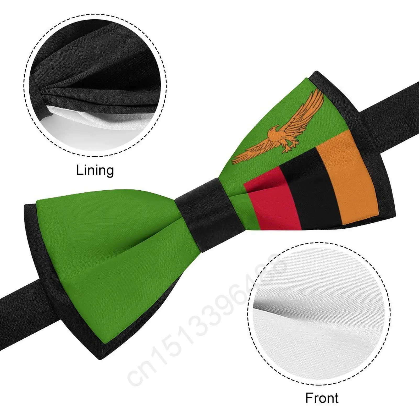 New poliestere Zambia Flag papillon per uomo moda Casual papillon da uomo cravatta cravatta per abiti da festa di nozze cravatta