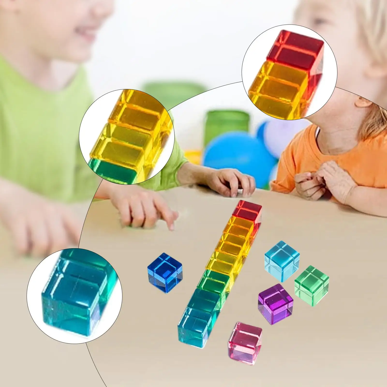 Set di blocchi da costruzione arcobaleno Cubi acrilici da costruzione arcobaleno per bambini dai 3 ai 6 anni