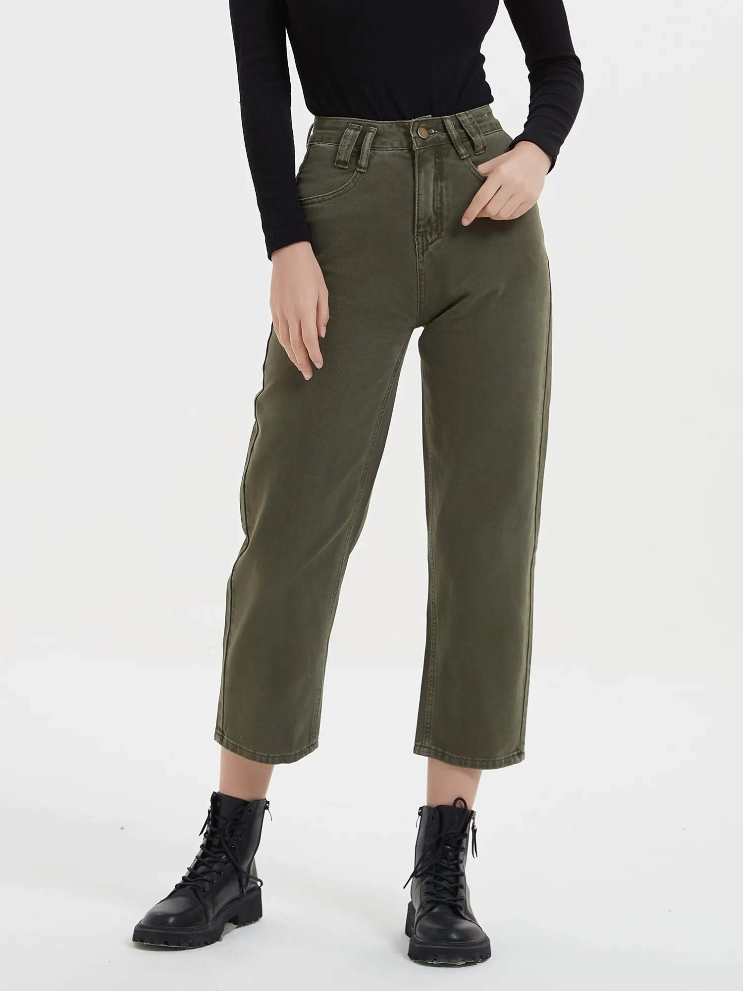 

ZHISILAO New Vintage Straight Leg Jeans for Women Y2k Green High Waist Ankle-length Denim Pants Streetwear Jeans