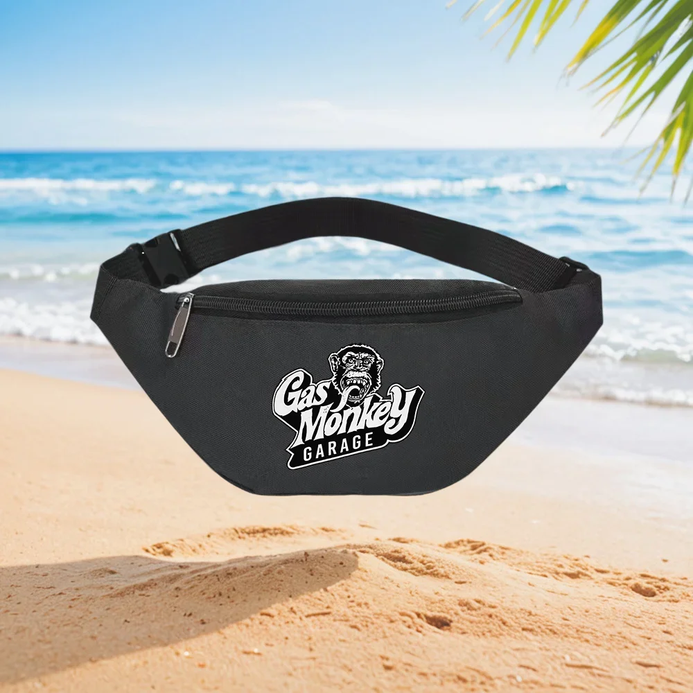 Gas Monkey Garage Logo Design Waist Backpack Crossbody Chest Bag Street Casual Sporty Fashionable Simple Unique Printed Design