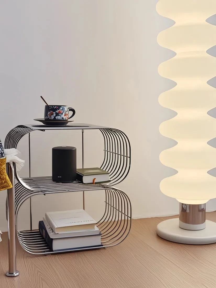 Creative stainless steel line edge combination metal bookshelf storage bedside table household