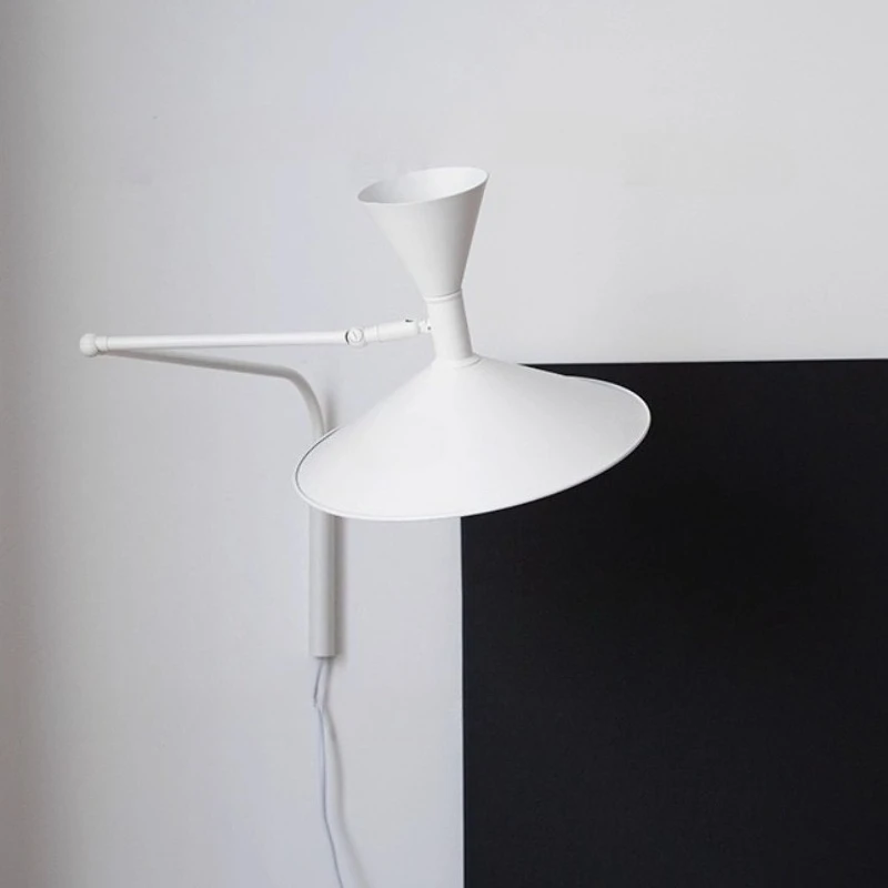 Italian Black/white/grey Aluminium Rotatable Rocker Arm Wall Lamps Long Pole Light Living Room Bedroom Restaurant Office Sconces
