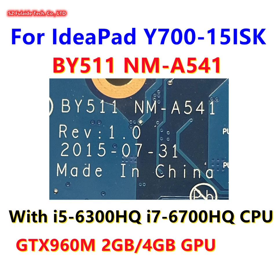 Nao① BY511 NM-A541 For Lenovo IdeaPad Y700-15ISK Laptop Motherboard i5