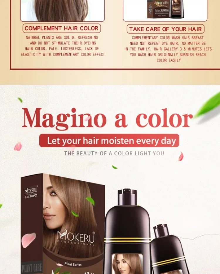 Natürliches, schnell färbendes Arganöl für Haarfärbemittel, schnelles Haarfärbeshampoo, langanhaltend, für Männer und Frauen, professionelle Färbung, 500 ml – Detail 8