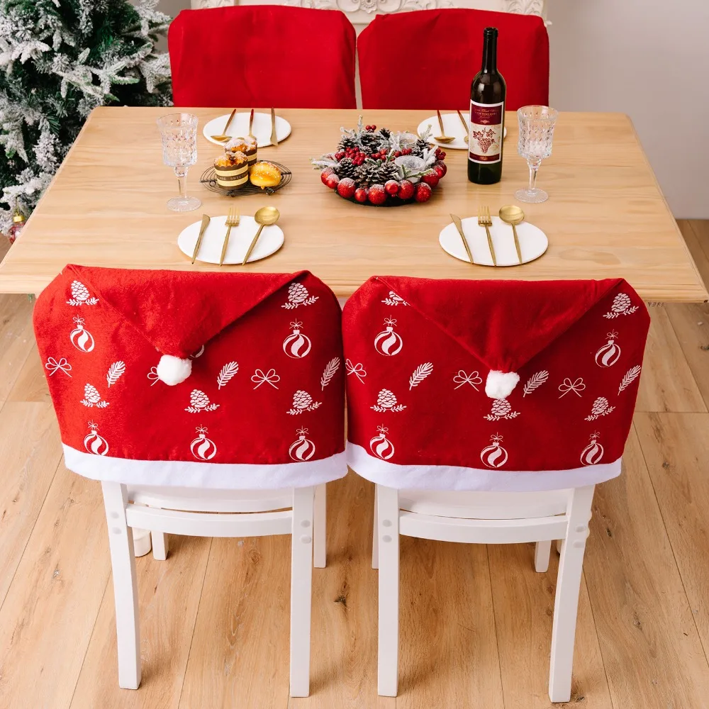 Creative Cartoon Christmas Chair Cover Cloth Snowman Xmas Dinner Chair Seat Cover Cute Santa Claus Christmas Table Decor Festive