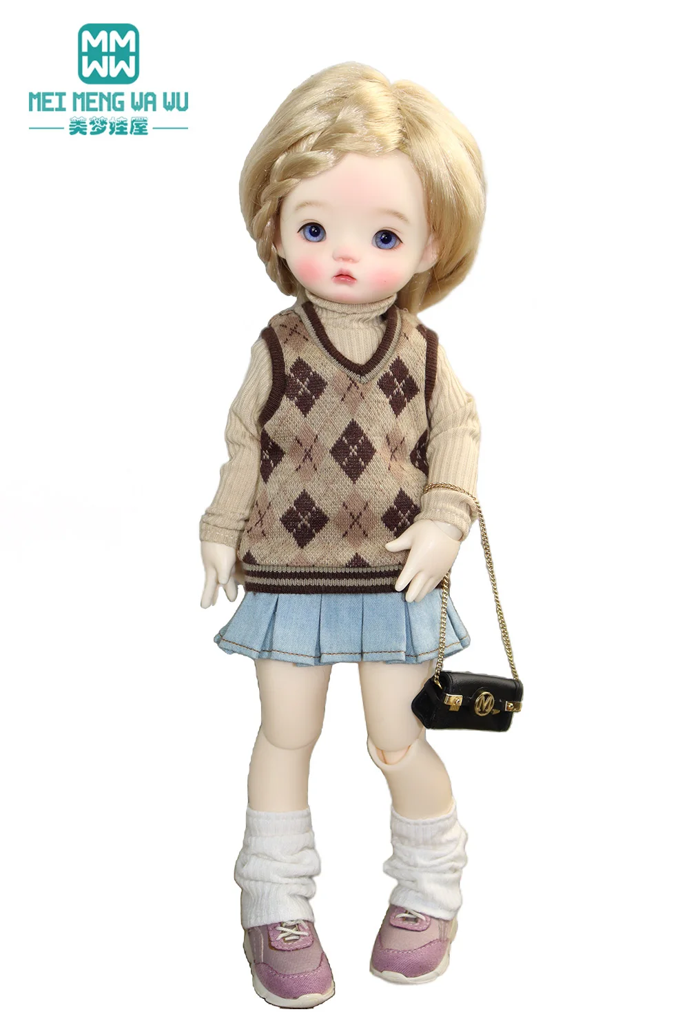 30CM 1/6 BJD Doll Clothes Stylish plaid vests Cowboy skirts Pleated skirts Girl Gifts