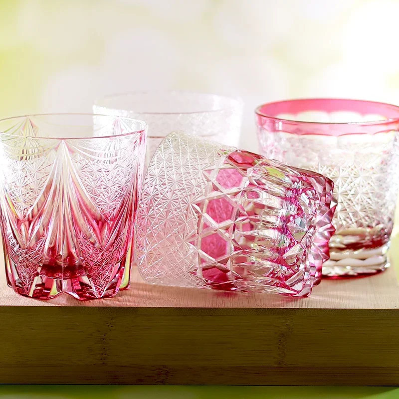 320ml Luxury Gold Pink Lead-Free Crystal Whiskey Glass Hand-Engraved Iced Coffee And Rum Cocktail Glasses for Bahama Mama Drinks 2