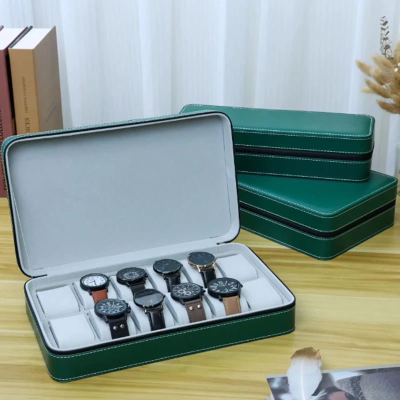 

2024 New 6/10/12 Girds Portable Watch Storage Boxes Organizer with Zipper Classic Style Multifunctional Watch Display Box